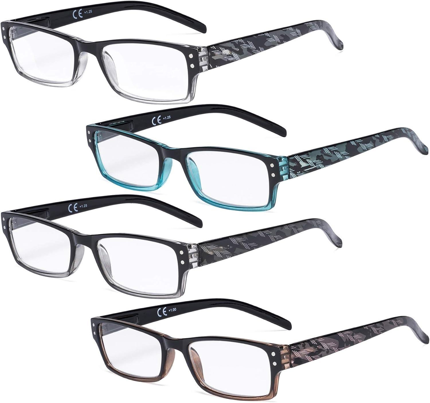Eyekepper Reading Glasses 4 Pack Fashion Spring Hinge Readers Great Value Quality Glasses Women Reading +1.50