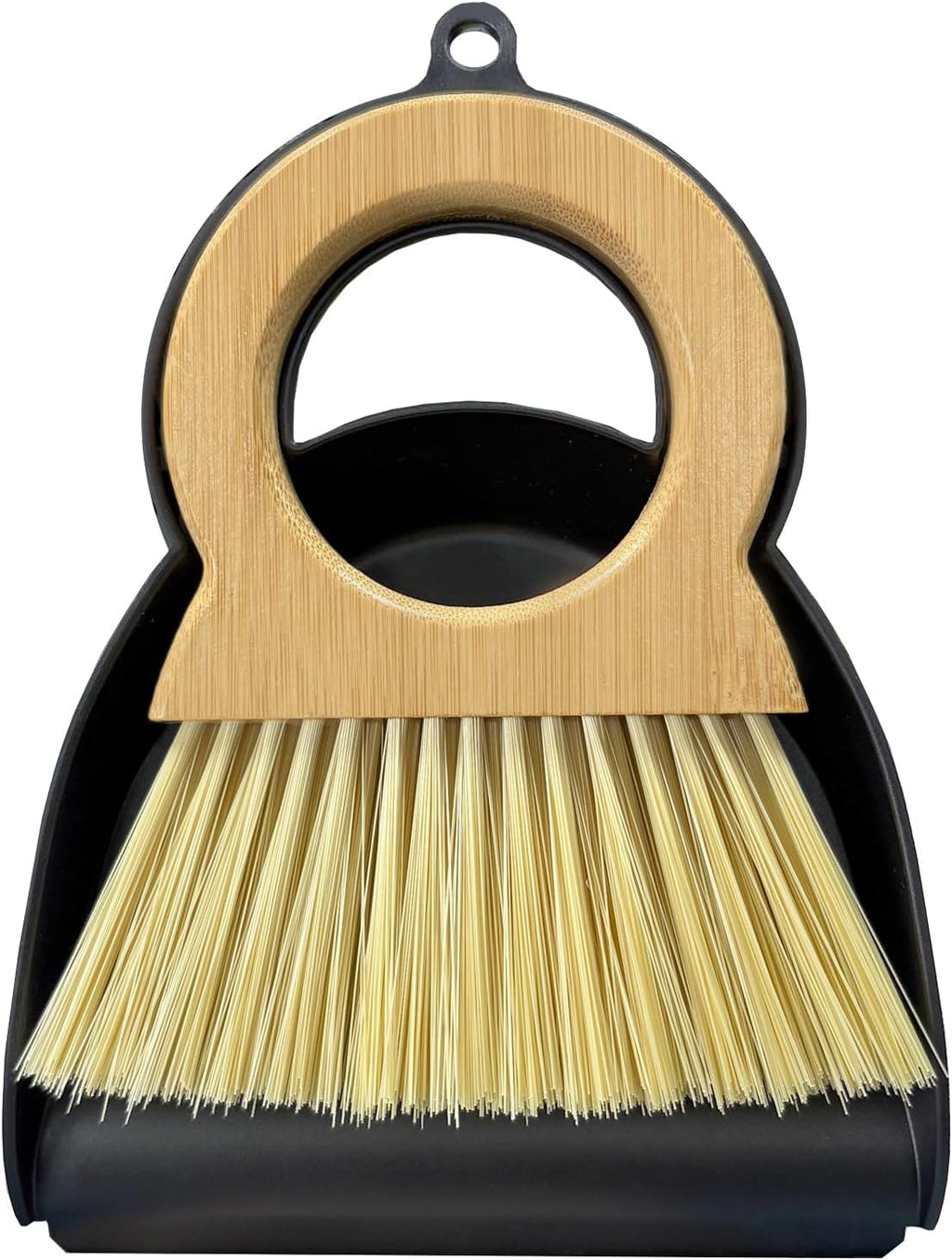 Mini Broom and Dustpan Set - Compact Bamboo Handle Cleaning Kit with Mini Dustpan Brush for Countertops, Tables, Desks - Small Dust Pan and Broom Combo for Tiny Spaces (Black)