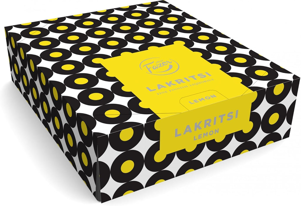 Fazer Lemon lakritsi - Original - Finnish - Filled - Black Licorice - Liquorice - Box - 30 Sticks x 20 g
