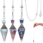 Sibba 3Pcs Pendulum Crystal, Healing Crystal Amethyst Aquamarine Lapis Lazuli Pendulums for Witchcraft Supplies and Divination, Spiritual Pointed Crystals for Dowsing, Meditation, Chakra Healing