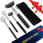 Oversized Back Scratcher Gift Set, 4 Pack Portable Extendable Stainless Steel Telescoping Massage Tool, Gift/Stocking Stuffers for Men Women