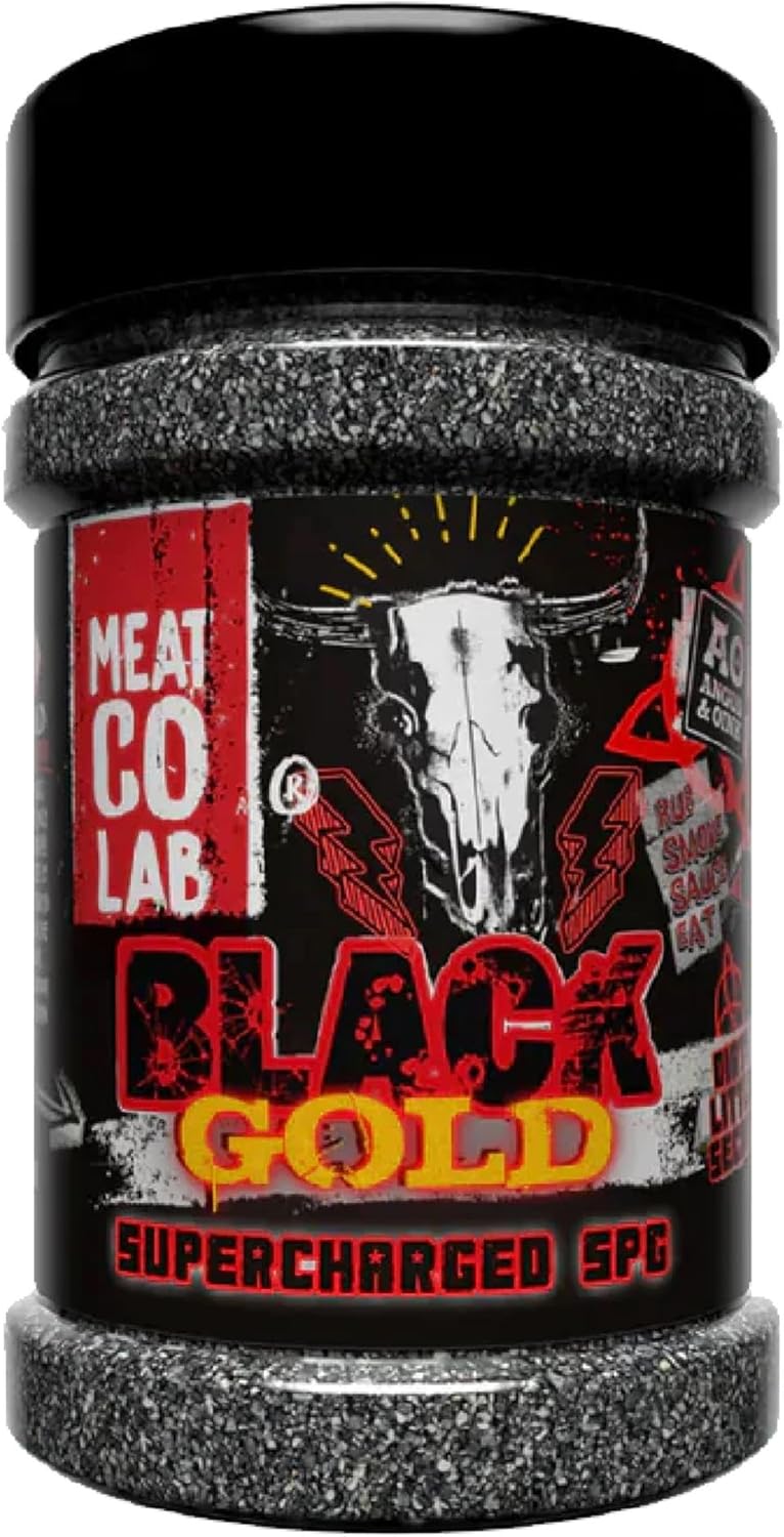 Angus & Oink | Black Gold Supercharged SPG BBQ Rub | Insane Beef Flavour & Umami Boost | Gluten-Free | Perfect for Grilling & Smoking | 250g