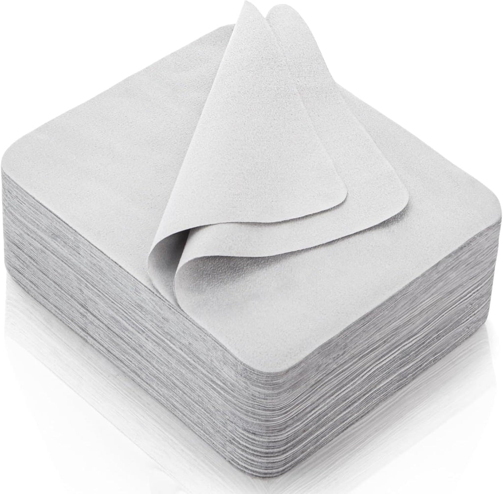 Eorbow 100 Pack Microfiber Glasses Cleaning Cloth, Ultra Soft Eyeglasses Wipe Suede, Washable Cleaner for Lens, Screens, Cameras, Phones, Electronics (7×6 Inch, Gray)