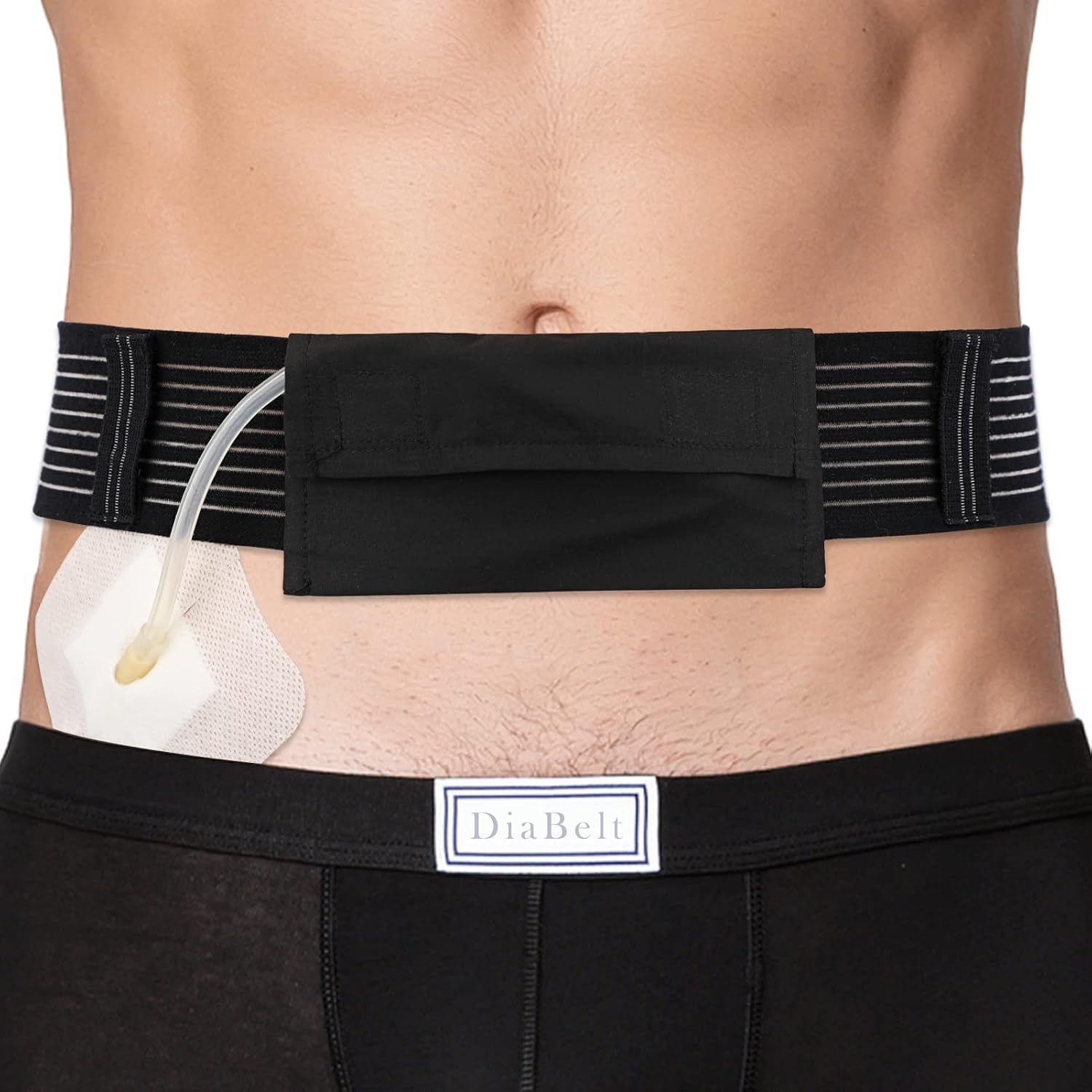 Breathable PD Belt Peritoneal Dialysis Catheter Holder G Tube Pouch for Gastrostomy Gtube Peg Feeding Tube Supplies Adults Women Men Black Medium