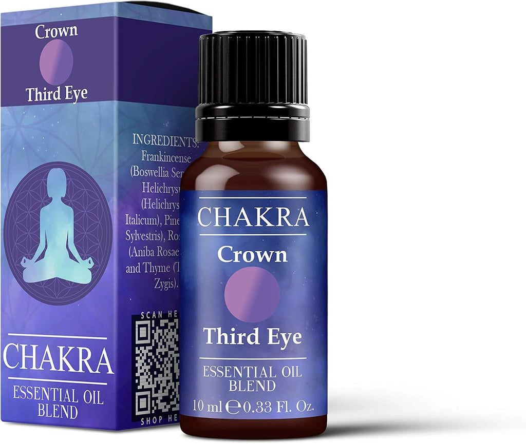 Mystix London | Crown Third Eye Chakra Pure & Natural Essential Oil Blend 10ml - for Diffusers, Aromatherapy & Massage Blends | Perfect as a Gift | Vegan, GMO Free