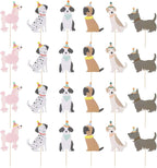 24PCS Pet Dog Cupcake Toppers, Dog Face Cake Toppers Pet Dog Themed Birthday Party Supplies for Puppy Themed Birthday Party Decorations