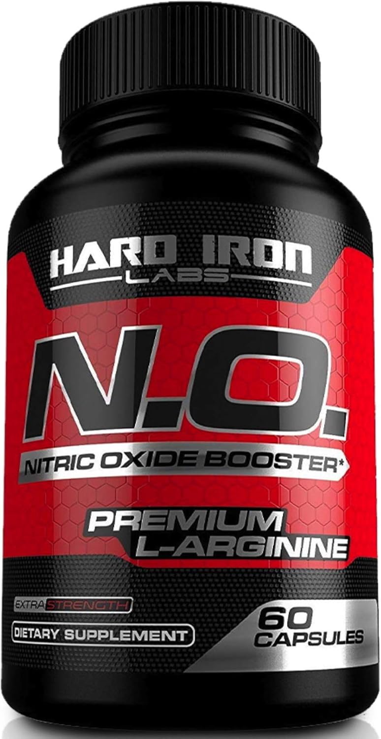 N.O. Nitric Oxide Booster with L-Arginine, L-Citrulline - Non-GMO, Gluten-Free, Vegan - Pre-Workout Supplement for Muscle Growth, Stamina, Energy, Pumps, Vascularity - 60 Capsules