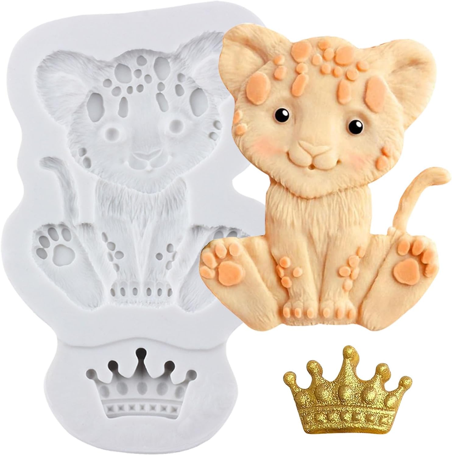 Lion Fondant Molds Lion Cub Silicone Mold for Cake Decoration Cupcake Toppers Chocolate Candy Polymer Clay Gum Paste