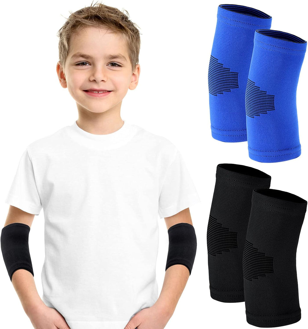 Kasyat Kids Elbow Brace Knit Compression Elbow Sleeve Compression Brace Gym Arm Sleeve Gym Joint Support for Boys and Girls Teen Weight Lifting Sports(2 Pieces,Medium)