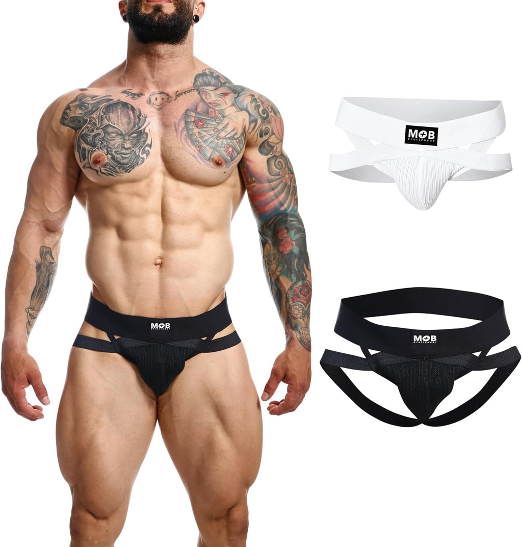 MALEBASICS Mens Jockstrap Athletic Supporter 3" Wide Band – Jock Strap Underwear for Men, Breathable Sport Fit
