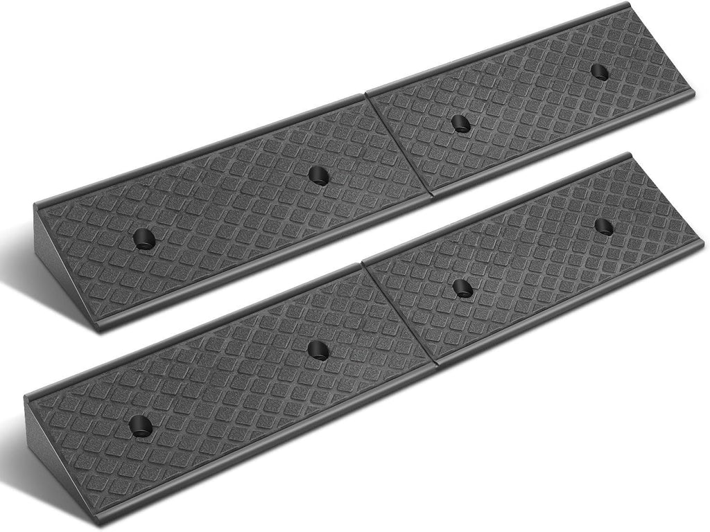 DNA Motoring 2pcs 3" Rise Rubber Curb Ramp Heavy Duty Loading Driveway Ramp Threshold Ramp 38.6" L x 6.7" W x 3" H for Loading Dock, Warehouse, Wheelchair, Motorcycles, Cars, TOOLS-00644
