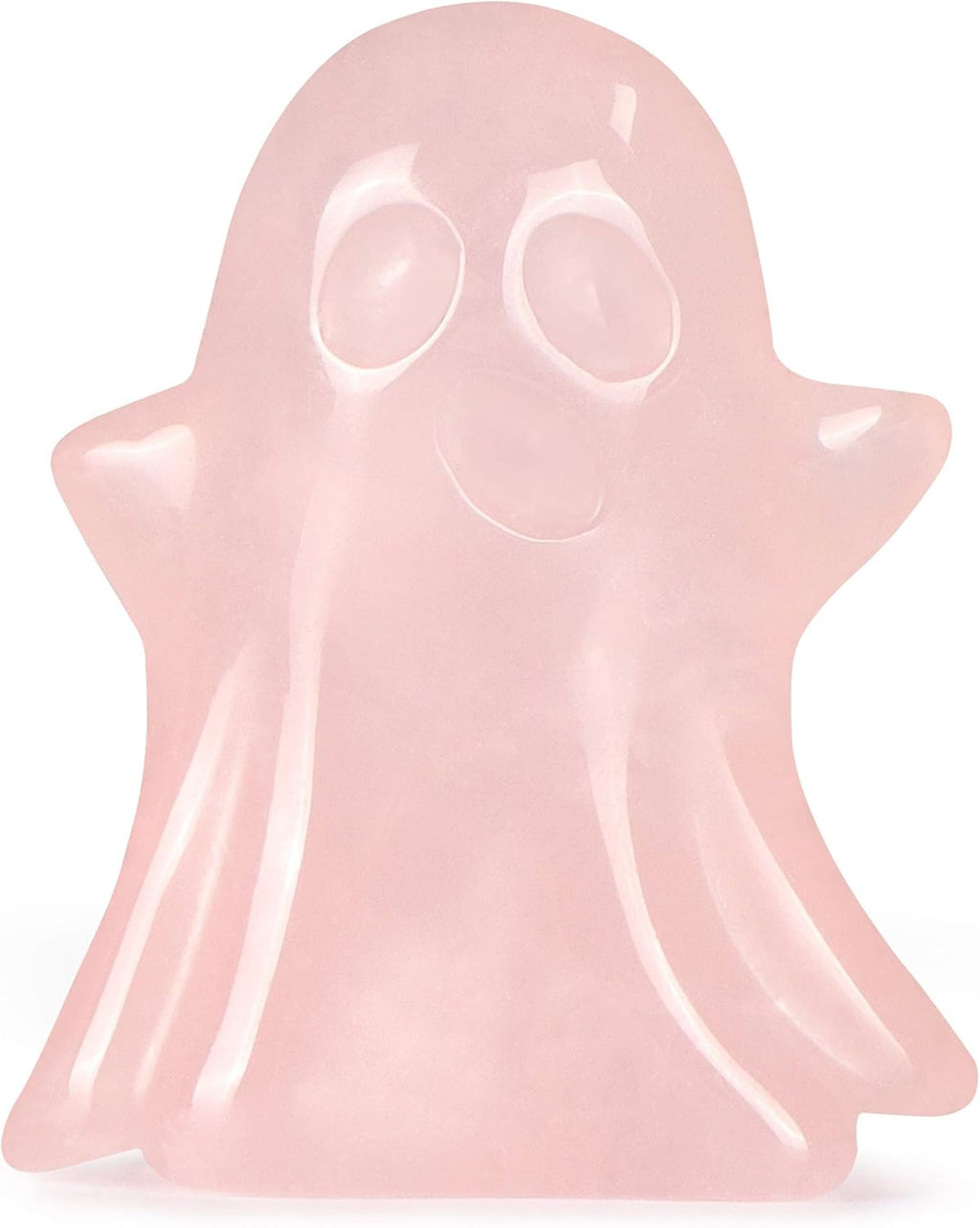 Artistone 1.7" Rose Quartz Crystal Halloween Ghost Decor Figurine Statue,Hand Carved Gemstone Reiki Healing Stone Sculpture Ornament for Carnival Party,Haunted House,Mantel Decor