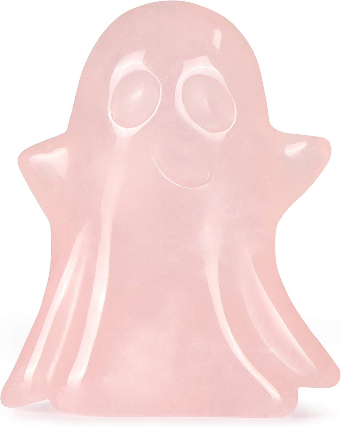 Artistone 1.7" Rose Quartz Crystal Halloween Ghost Decor Figurine Statue,Hand Carved Gemstone Reiki Healing Stone Sculpture Ornament for Carnival Party,Haunted House,Mantel Decor