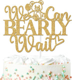 Bear Theme We Can Bearly Wait Cake Topper, Newborn Baby Decoration, Welcome Baby Cake Topper, Gender Reveal/Baby Shower Party Decorations Supplies