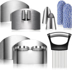 Chengu 9 Pieces Finger Guard for Cutting Vegetables, Stainless Steel Protector, Knife, Thumb Peelers Onion Holder Slicer Kitchen Tool Avoid Hurting When Slicing and Chopping
