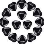 Marrywindix 15 Packs 0.8 Inch Healing Crystal Natural Black Obsidian Heart Love Carved Palm Worry Stone Chakra Reiki Balancing