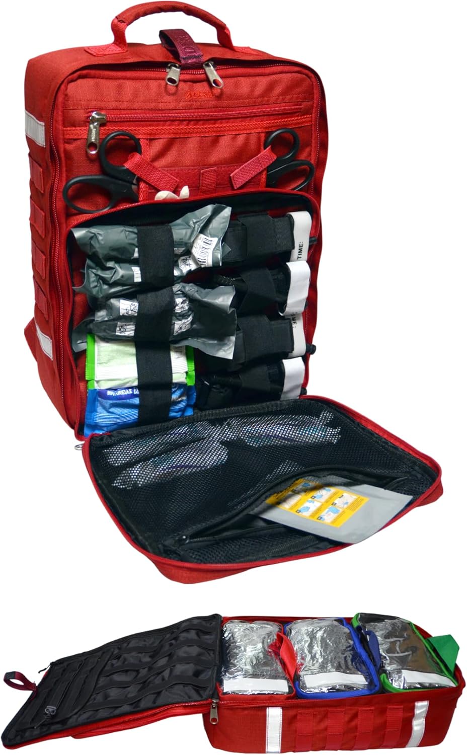 DERBY Tactical EMT Trauma Backpack 20L First Aid Medical Bag MOLLE Water Resistant Rescue Gear for Paramedic Firefighter Combat Medic Emergency Response Red