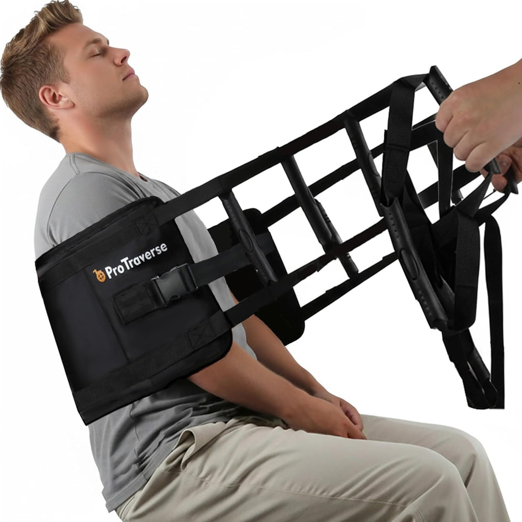 Transfer Sling with 10 Non-Slip Padded Handles – Gait Belt with Safety Waist Strap for Elderly & Disabled, Lift Assist for Bed, Wheelchair & Floor Transfers, Supports 330 lbs