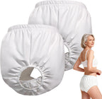 2 Pack Washable Reusable Adult Rubber Pants - Waterproof Incontinence Diaper Covers Leak-Proof Protective Underwear, Soft Noiseless Cloth-Like Plastic Pants for Men Women (White, S)