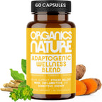 Adaptogenic Wellness Blend Capsules – Ashwagandha, Turmeric, Rhodiola, Ginger, Black Pepper, Stress Relief, Mood, Inflammation, Vegan, Non-GMO, Gluten-Free, 60 Capsules