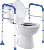Lianjindun Toilet Safety Rails, Adjustable Toilet Frame for Elderly, Seniors, Handicap & Disabled, Foldable Handicap Toilet Handles Fit Any Toilets（Dark Blue）