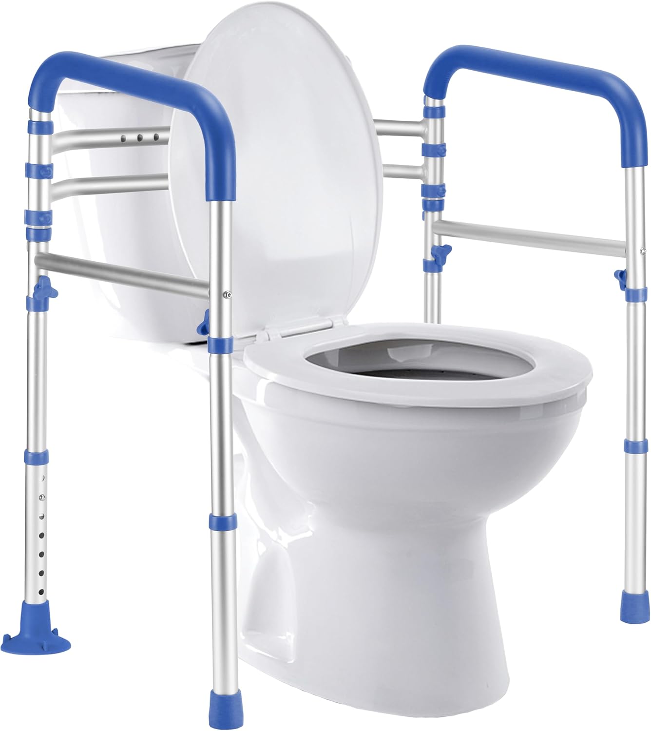 Lianjindun Toilet Safety Rails, Adjustable Toilet Frame for Elderly, Seniors, Handicap & Disabled, Foldable Handicap Toilet Handles Fit Any Toilets（Dark Blue）