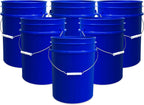 ePackageSupply 5 Gallon Bucket - Food Grade Bucket, Metal Handle Grip, BPA-Free, Heavy-Duty 90 Mil HDPE Plastic Pail, Stackable Utility Container, Made in USA, Lid Not Included, Blue, 6 Packs
