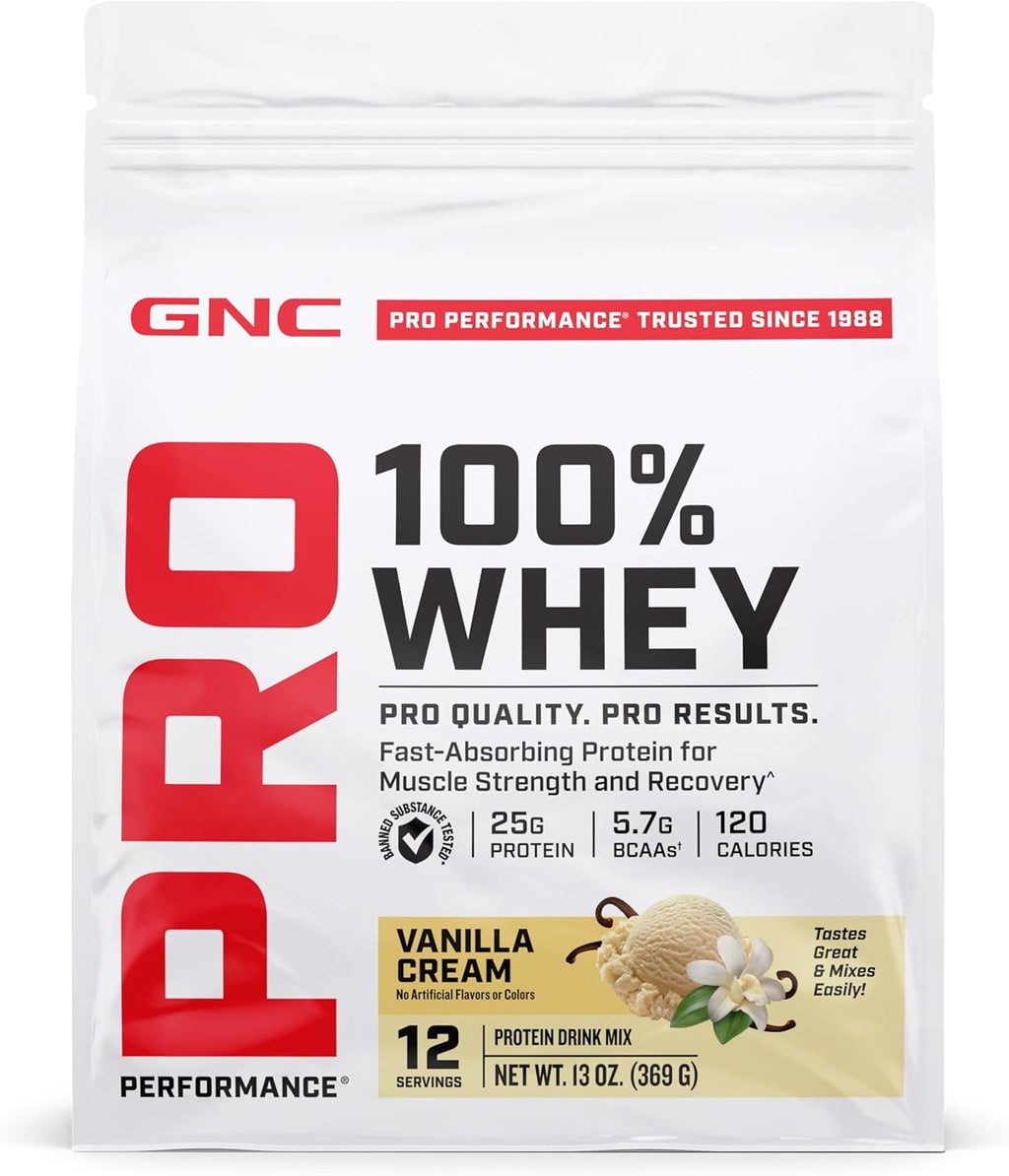 GNC Pro Performance 100% Whey Protein Powder 2.0, Fast Absorbing for Muscle Strength and Recovery, Vanilla, 12 Servings