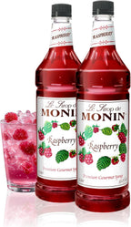 Monin - Raspberry Syrup, Sweet and Tart, Great for Cocktails and Lemonades, Gluten-Free, Non-GMO (1 Liter, 2-Pack)