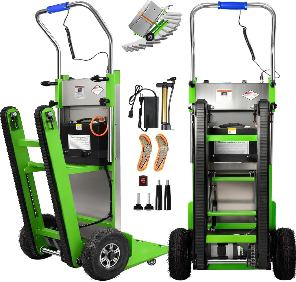 1250W Electric Stair Climbing Hand Truck with Rubber Tracks, 900lbs Stair Climber Trolley Lithium Battery with Safety Rope, Heavy Duty Stair Climber, Warehouse Logistics, Transport, Moving Furniture