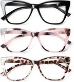 Oversized Reading Glasses for Women Stylish Cat Eye Glasses Blue Light Blocking Computer Readers with Spring Hinge