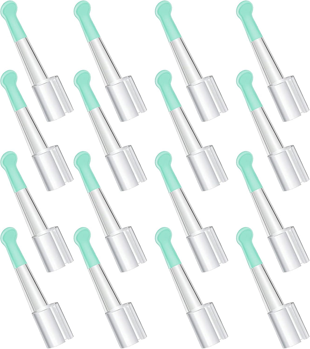 Nuanchu 16 Pcs Ear Spoon Tips Ear Cleaner Replacement Tips Wax Removal Replacement Accessories Set for Adults Removal(Long,Light Green)