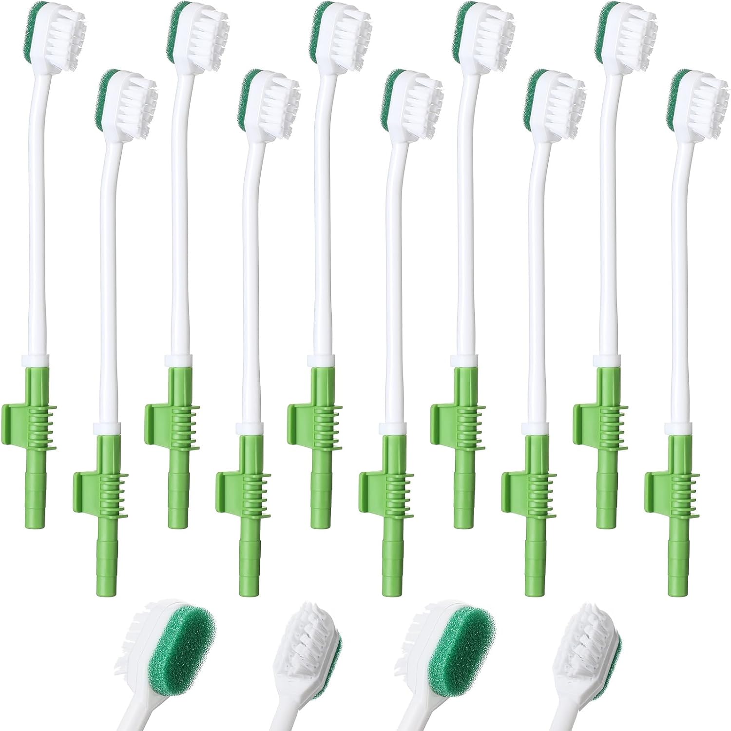Didaey 10 Pcs Suction Swab Toothbrush Care Disposable Oral Swab Suction Toothbrush for Machine Sponge Individually Wrapped for Elderly Adults Oral Dental Mouth Care (Green)