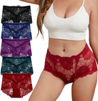 PHOLEEY Womens Sexy Underwear Lace Panties High Waisted Plus Size Ladies Brief for Women 5-Pack
