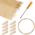 Leriton Rattan Repair Kits with 1 PC 14 Inch x 3.3 Feet Cane Webbing Roll, 1 PC 3/16 Inch Cane Webbing Spline & Caning Chisel, 8 Wooden Wedges for Chair, Cabinet, Home Caning Furniture Repair