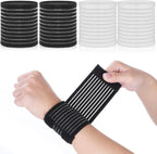 Thinp 4 Pcs Wrist Compression Wrap, High Elastic Wrist Support for Men Women Breathable & Adjustable Wrists Support Brace Wristbands for Weightlifting, Gym, Sports (White, Black)
