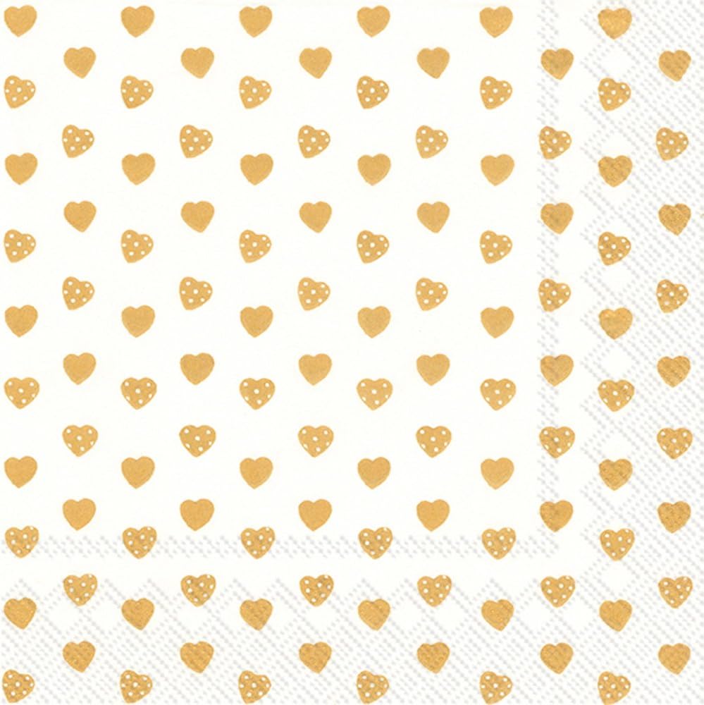 IHR Lunch Paper Napkins, 20-Count, 6.5 x 6.5-Inches, My Little Sweetheart Gold