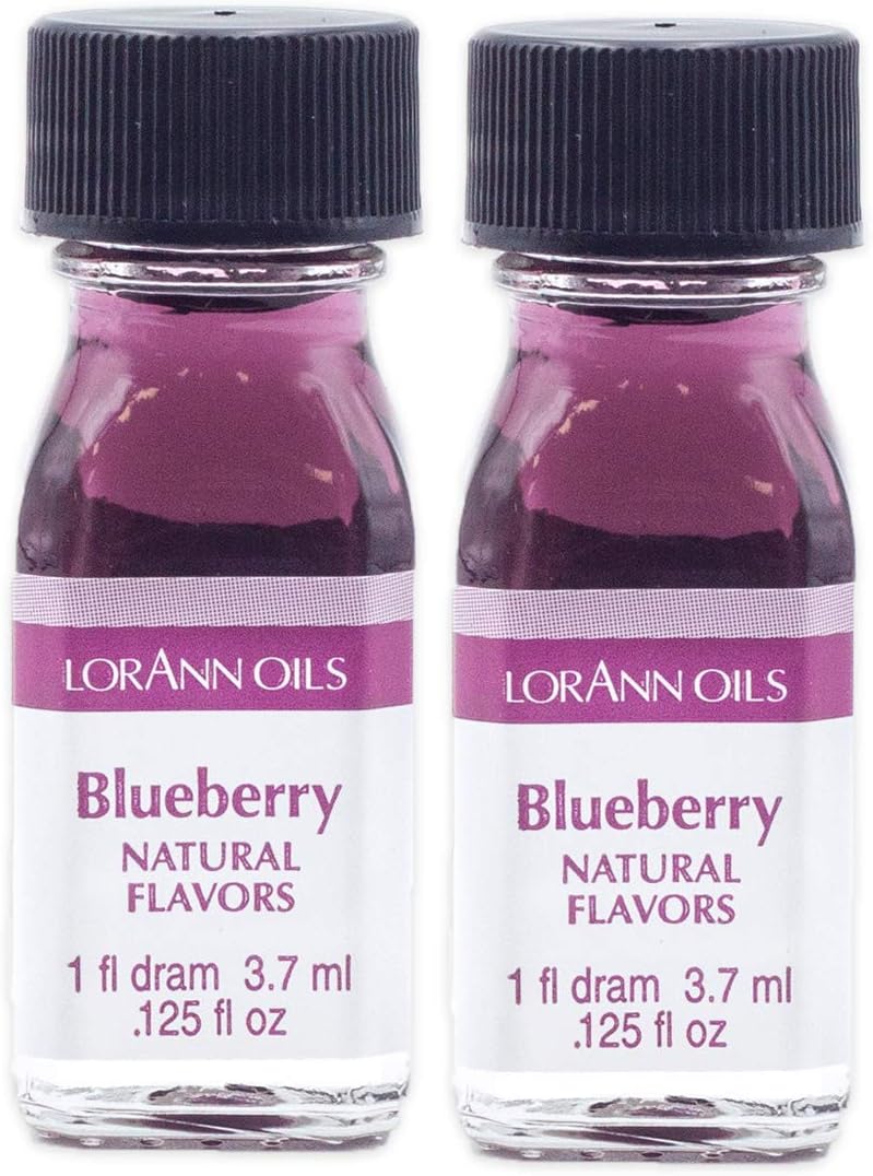 LorAnn Oils Super Strength Flavoring - Used For Candy Making, Flavoring, Baking, Hard Candy, & Flavor Oils - Bold, Natural Flavors 4X Stronger Than Extracts - Blueberry, Pack of 2, 0.125 fl oz