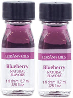 LorAnn Oils Super Strength Flavoring - Used For Candy Making, Flavoring, Baking, Hard Candy, & Flavor Oils - Bold, Natural Flavors 4X Stronger Than Extracts - Blueberry, Pack of 2, 0.125 fl oz
