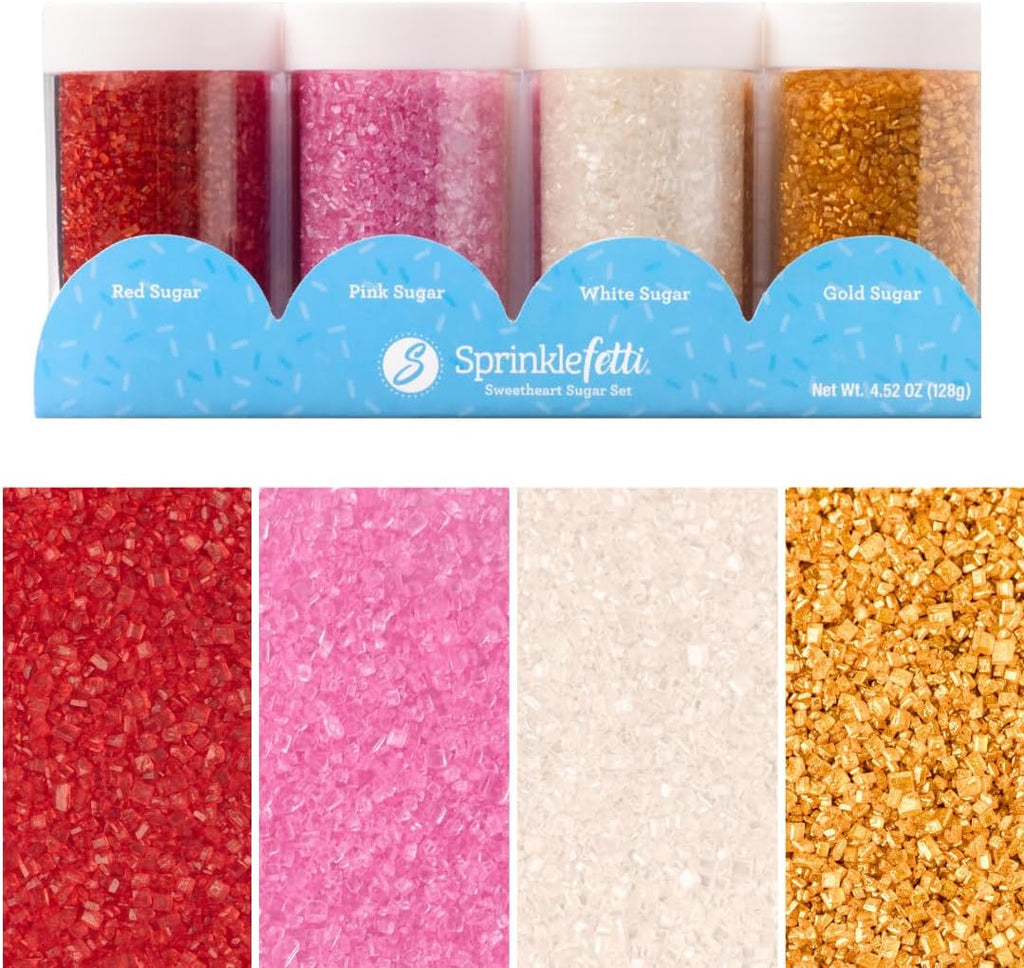 Sweets Indeed Sprinkles, 4 Pack, Edible Sprinkle Mix, Perfect for Cake Decorations, Baking, Ice Cream, Cookies, Cupcake Topper (Sweetheart Sugar)
