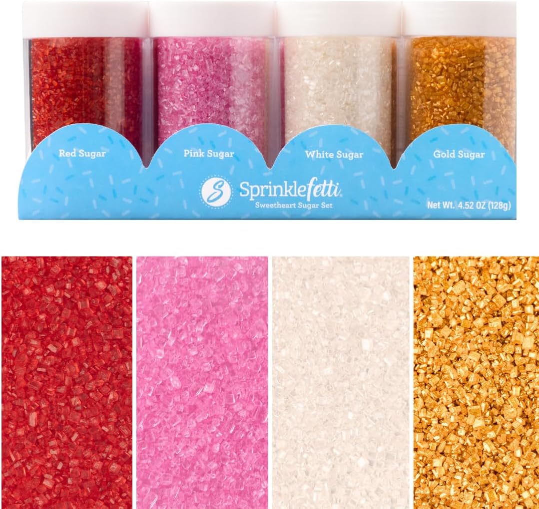 Sweets Indeed Sprinkles, 4 Pack, Edible Sprinkle Mix, Perfect for Cake Decorations, Baking, Ice Cream, Cookies, Cupcake Topper (Sweetheart Sugar)