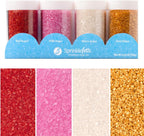 Sweets Indeed Valentines Day Sanding Sugar 4 Pack | Pink Red White & Gold Decorative Sugar Crystals for Baking & Decorating 4.52 ounces