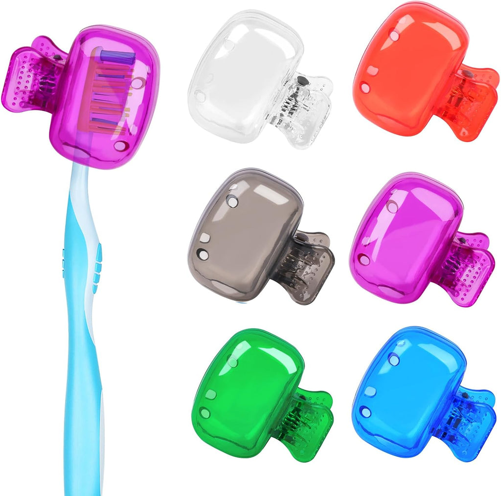 6 Pack Toothbrush Covers Portable Toothbrush Protector Coverings Clips Tooth Brush Storage Head Cover Cap for Kids Bathroom Home Travel Tooth Brush Case