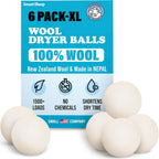Wool Dryer Balls - Smart Sheep 6-Pack - XL Premium Natural Fabric Softener Award-Winning - Wool Balls Replaces Dryer Sheets - Wool Balls for Dryer - Laundry Balls for Dryer, 6 Count (Pack of 1)