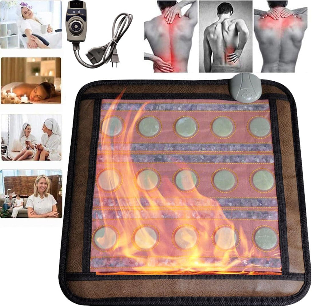 HAILM Far Infrared Heating Pads, Heat Amethyst Mini Mat, Heated Stone Far Infrared Mat, Bio Crystal Heat Mat, Infrared Heat Therapy, 15 Real Jade Stones, 18X18