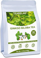 TEARELAE - Ginkgo Biloba Tea Bags, 50 Count - 100% Pure Ginkgo Biloba Leaves - Non-GMO - Naturally Caffeine-free Herbal Tea - Support Vision Health & Enhance Immunity