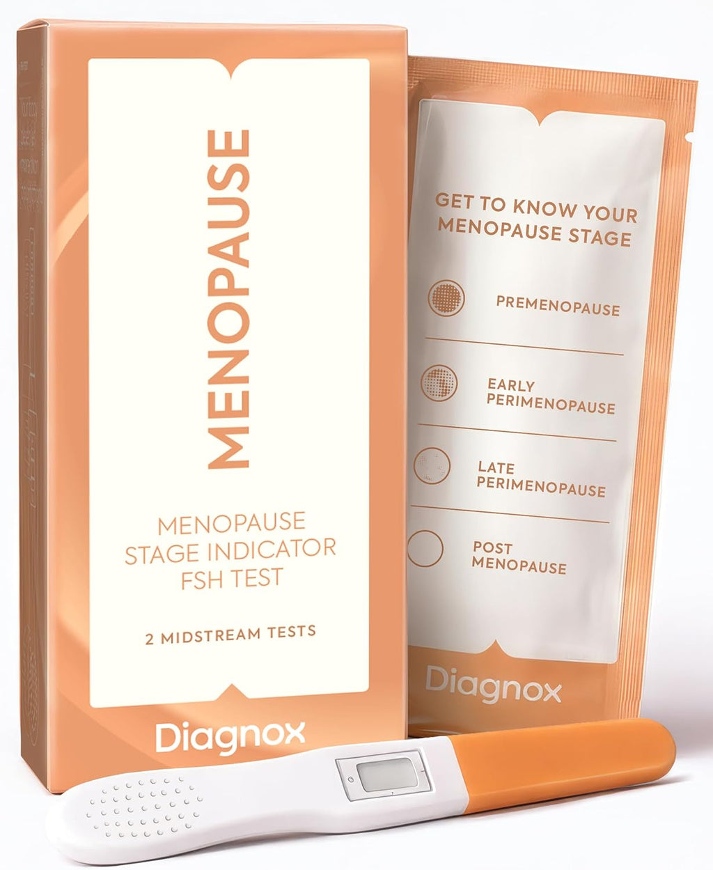 Diagnox Health Menopause Test, At-Home FSH Test Strips to Identify Menopause Stages - Fast 5-Minute Results, Clinical-Grade Midstream Strips (2 Pack)