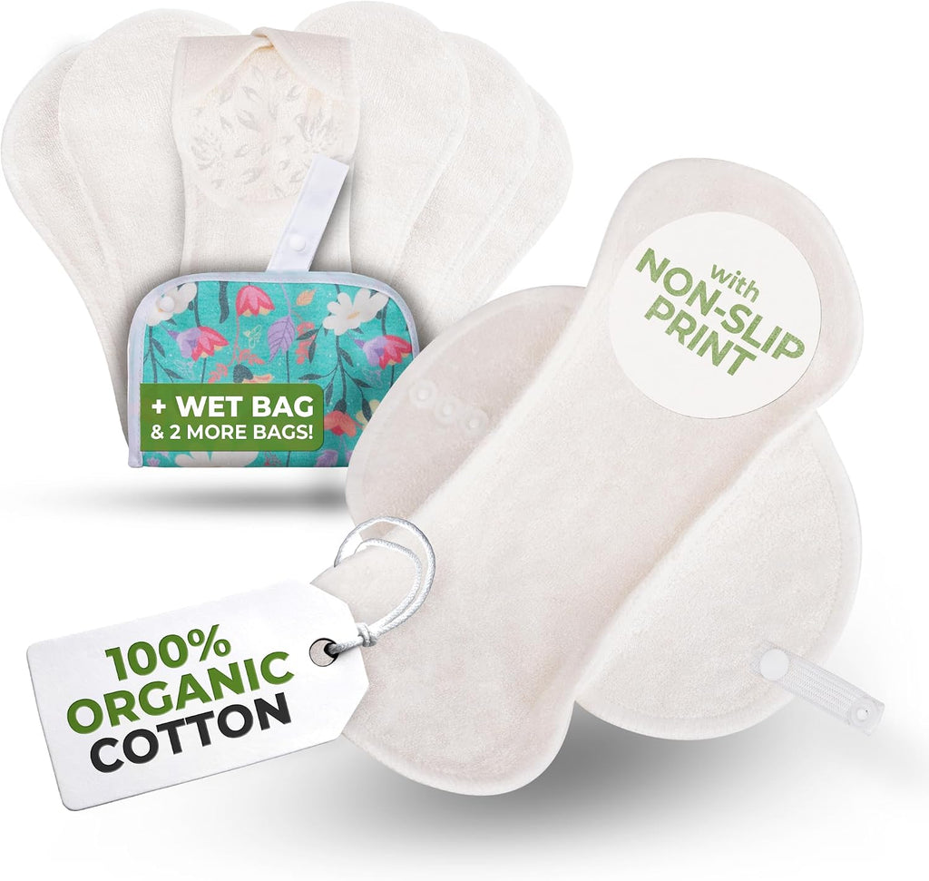 Non-Slip (Premium) Reusable Organic Panty Liners for Women & Teens (MEDIUM 7-Pack) – Breathable High-Temp Washable Viscose Cloth Panty Liners for Vaginal Discharge – Keep You Fresh & Dry for Daily Use