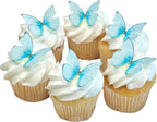 Edible Butterflies with Edible Glitter Kit - Wafer Paper Butterflies for Cakes - Cake Decorations - Cupcake Decorations - Cake Toppers (Paradise Blue)
