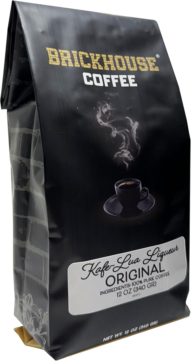 Kafe-Lua Original Liqueur Flavored Ground Coffee by Brickhouse, 12oz Bag – Rich Liqueur-Inspired Roast, Smooth Caramel & Vanilla Notes, 100% Arabica, No Alcohol